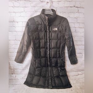 The Northface  600 Fill Goose Down Black Quilted Long Puffer Metro Coat M Parka